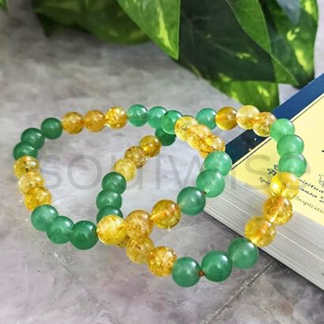 Soulwise 8mm Citrine & Green Aventurine Bracelet for Wealth & Abundance Financial Abundance & Business Growth Bracelet