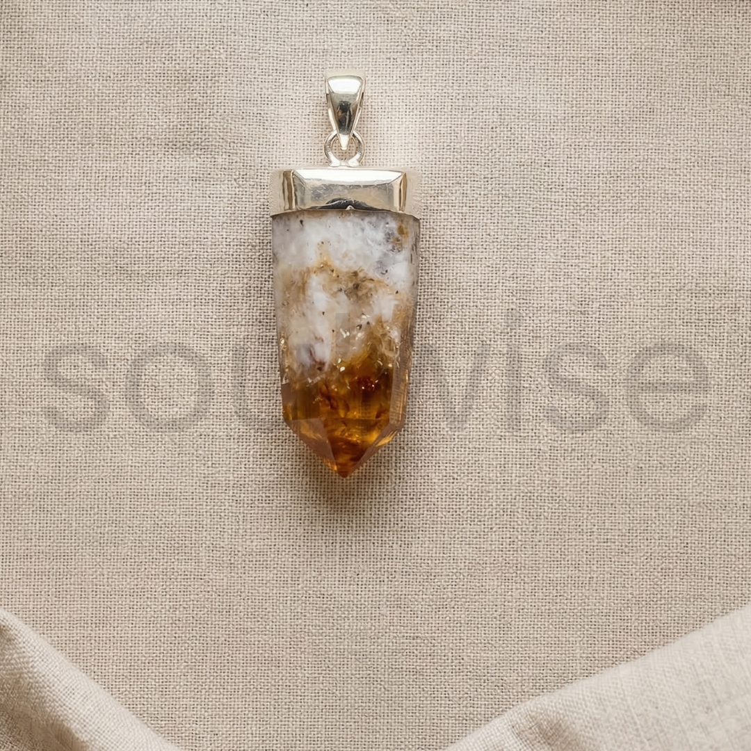 Natural Raw Citrine Pendant – Attract Abundance, Positivity & Success