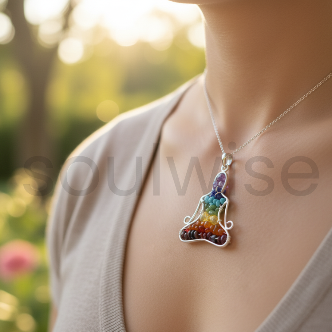 7 Chakra Buddha Pendant – Natural Gemstone Healing Necklace for Men & Women | Spiritual Energy Balance, Meditation & Reiki Jewelry