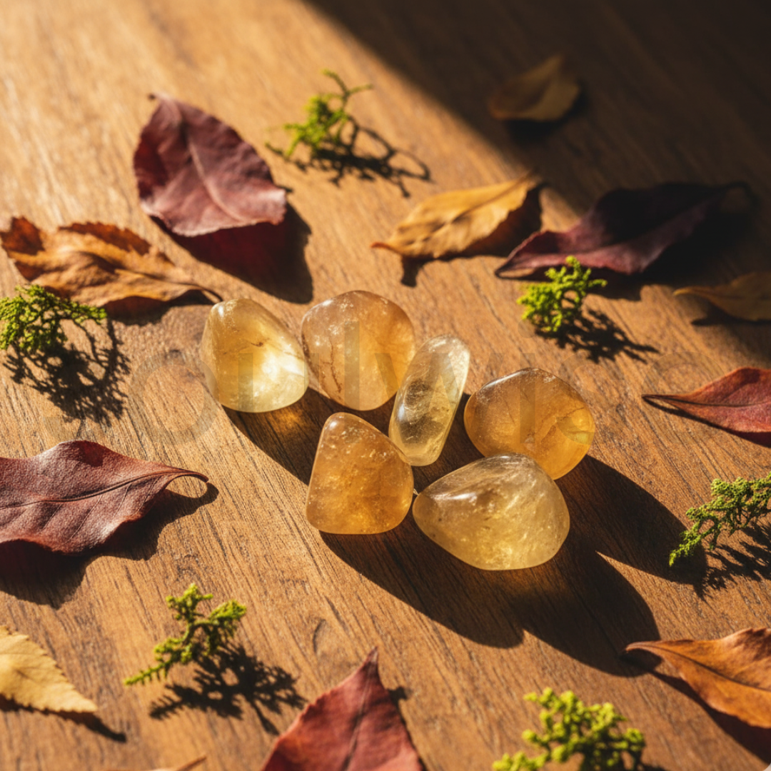 Citrine Tumble Stone Set of 6 – Natural Polished Healing Crystals for Abundance, Positivity & Success |