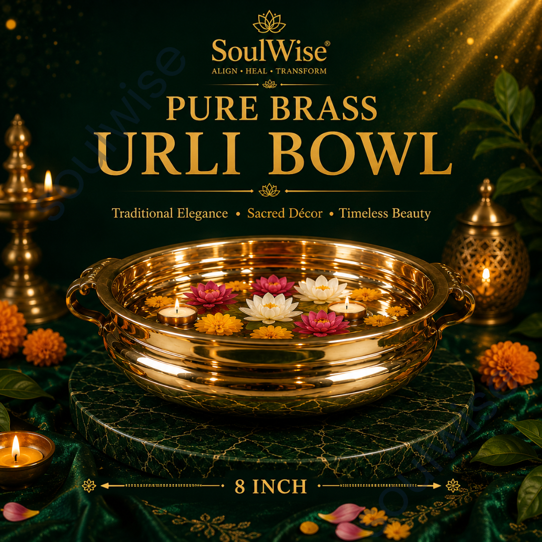 Pure Brass Urli Bowl – Traditional Decorative Water Bowl for Floating Flowers, Diyas, Spiritual Décor & Festive Home Decoration (8 Inch)
