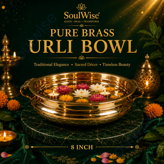 Pure Brass Urli Bowl – Traditional Decorative Water Bowl for Floating Flowers, Diyas, Spiritual Décor & Festive Home Decoration (8 Inch)