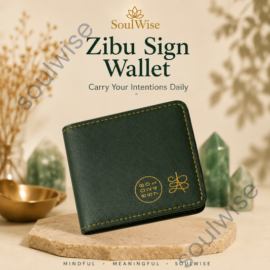 Men's Wallet with Zibu Prosperity Symbol – Premium Vegan Leather Wallet for Success, Abundance & Everyday Elegance