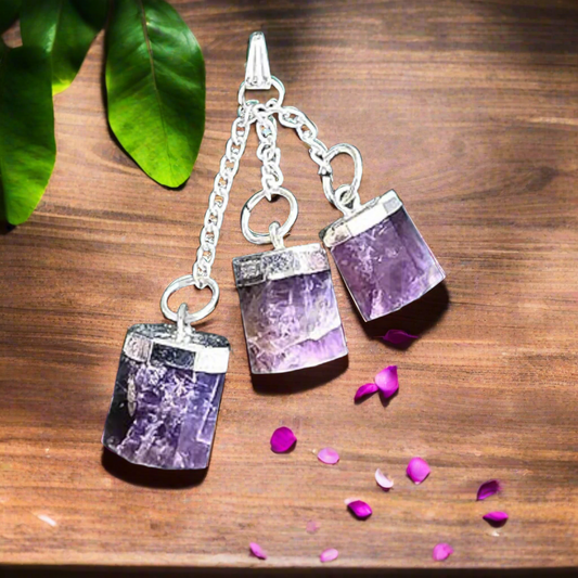 Amethyst Three-Bottle Wish Pendant Necklace – Natural Crystal Chips in Mini Glass Bottles for Healing, Manifestation & Gift -Without Chain