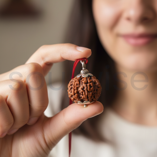 6 Mukhi Rudraksha Silver Pendant – Authentic Nepalese Origin Bead for Harmony, Health & Positive Energy