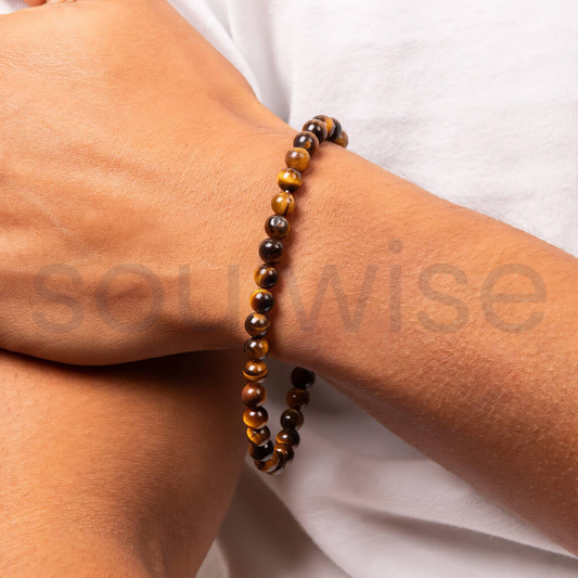 Tiger Eye Bracelet 6mm for Women & Men – Natural Tiger Eye Crystal for Protection, Confidence & Wealth Attraction