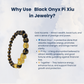 Natural Black Onyx Pi Xiu Beads Bracelet with Gold Accents for Protection, Aura Cleansing, and Abundance