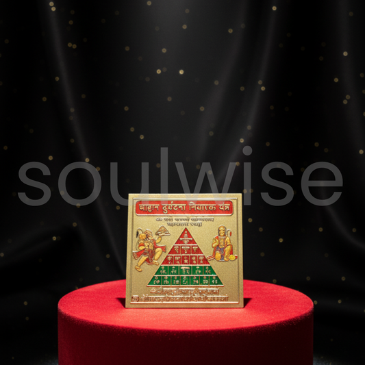 Vahan Durghatna Nashak Yantra for Car Dashboard | Brass Hanuman Yantra for Vehicle Protection & Safe Driving