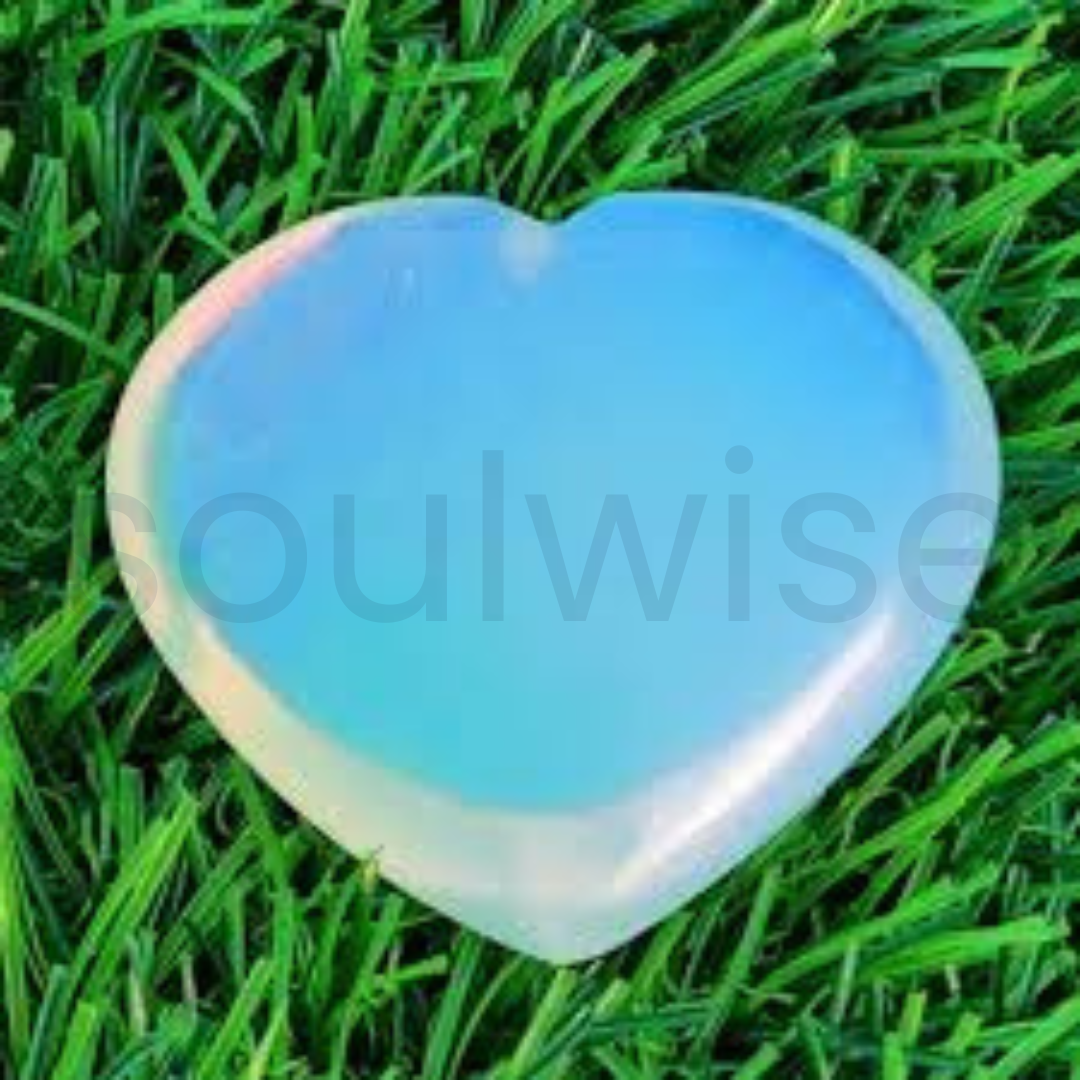Opalite Heart Stone Polished Crystal for Meditation Calm Energy Emotional Balance Spiritual Home Décor Gift