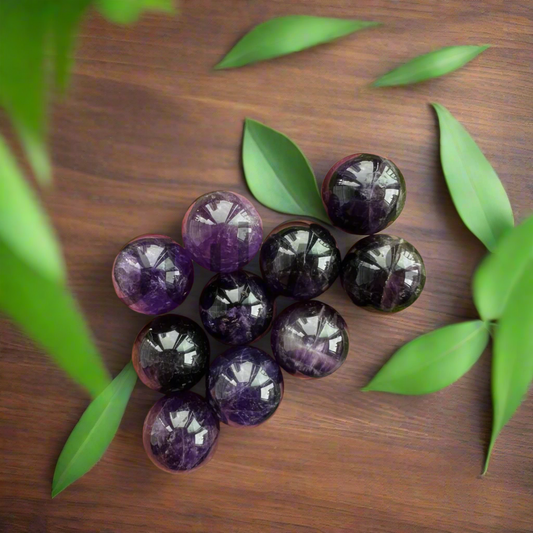 Soulwise Natural Amethyst Gemstone Spheres, Mini for Reiki Healing Vastu Meditation Home Décor.