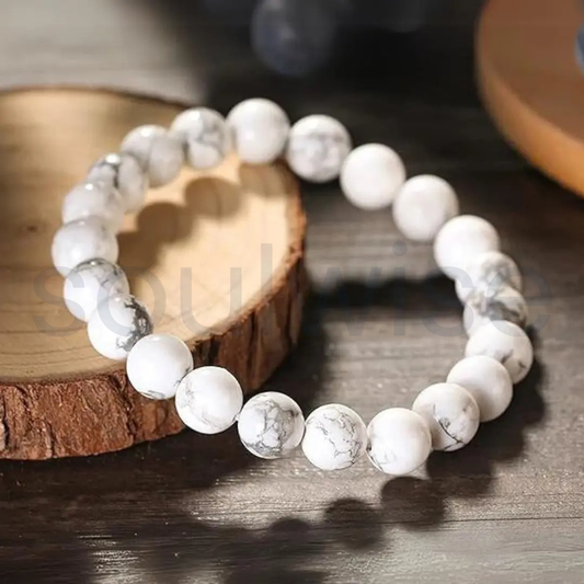 Howlite Crystal Bracelet 8mm for Women & Men – Natural Stone for Calmness, Peace & Stress Relief