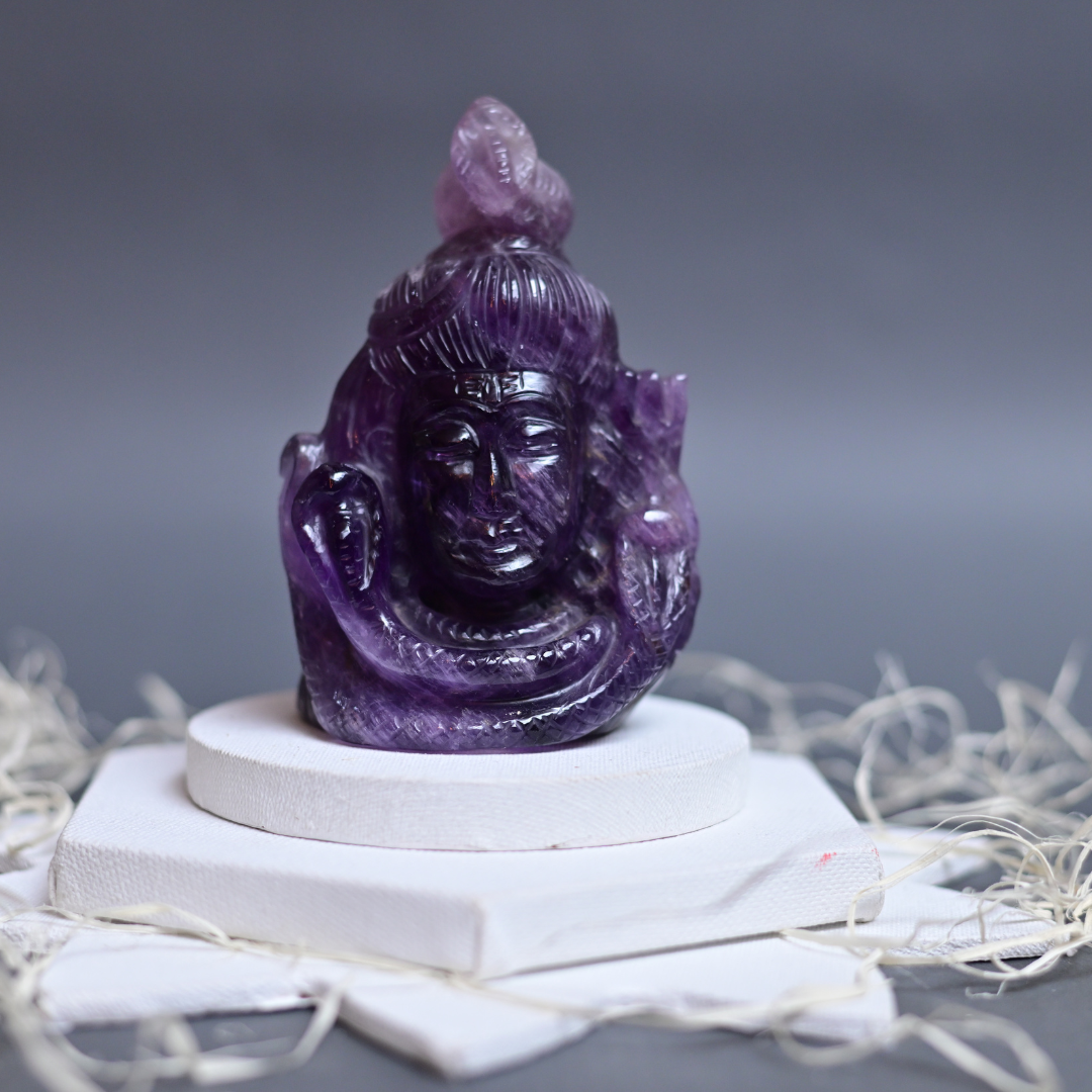 Amethyst Lord Shiva Idol with Shivalingam 11 cm