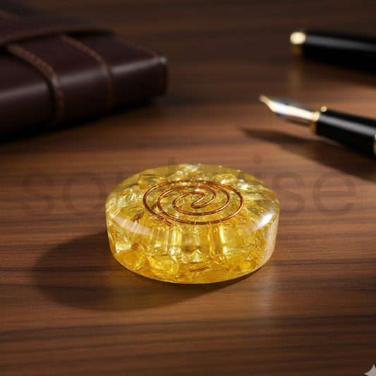 Natural Citrine Crystal Paperweight – Raw Polished Gemstone for Positivity, Desk Decor