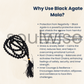 Soulwise Black Agate Mala Beads 108 – (Handmade Gemstone Japa Mala for Men & Women).