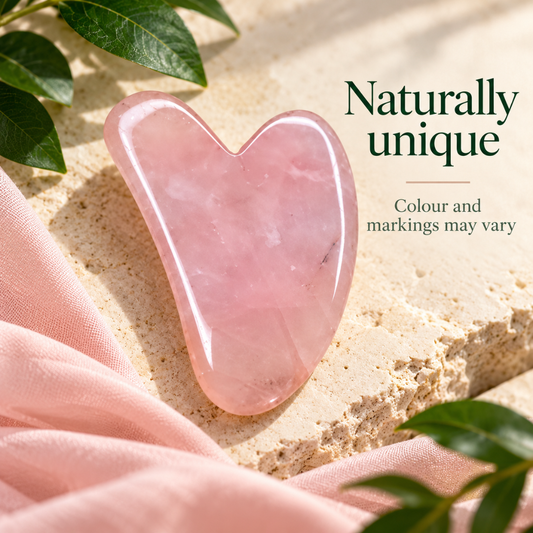 Rose Quartz Gua Sha Tool – Premium Facial Massage Stone for Skincare & Self-Care Rituals.
