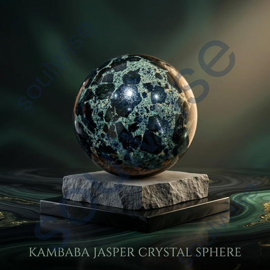 Kambaba Jasper Crystal Sphere – Natural Healing Crystal Ball for Grounding, Emotional Healing & Protection | Polished Gemstone Sphere for Meditation, Reiki & Home Décor