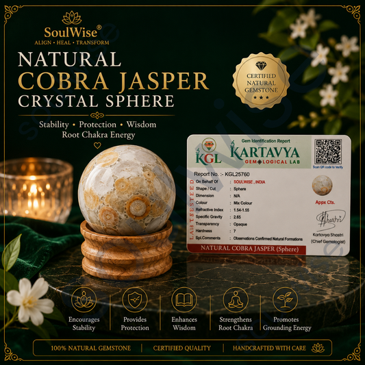 Cobra Jasper Crystal Sphere – Natural Healing Crystal Ball for Grounding, Protection, Strength & Positive Energy | Polished Gemstone Sphere for Meditation, Reiki & Home Décor