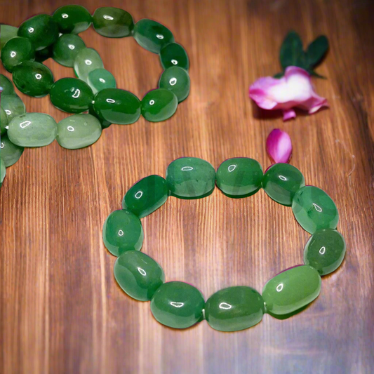 Soulwise Green Aventurine tumble bracelet for good relationships, happiness, health, and wealth, healing Crystal for Peace, Chakra Healing, and balancing.