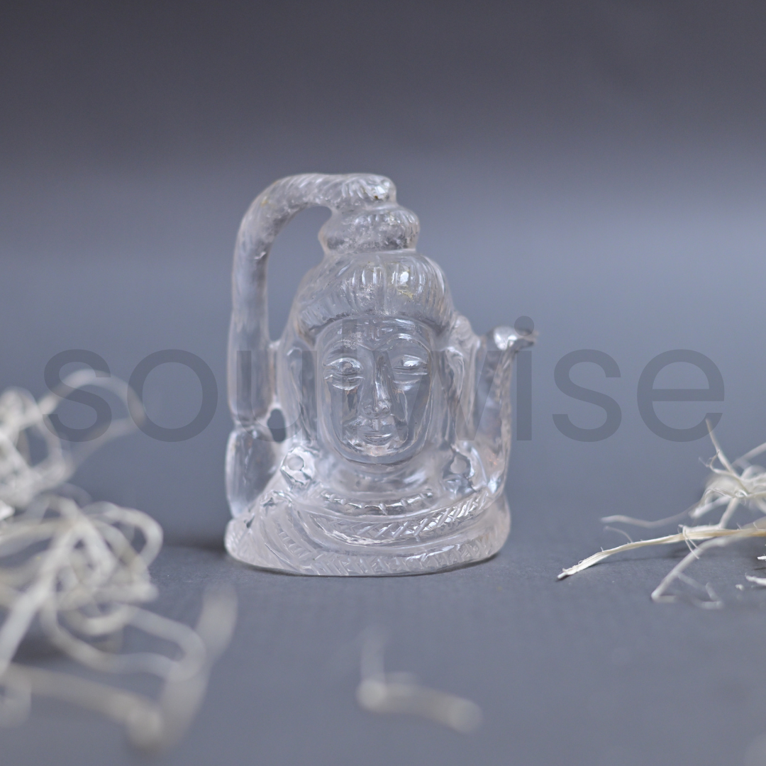 Clear Quartz Shiva Statue – 3 Inch Natural Sphatik Shiv Murti for Pooja, Meditation, Vastu & Spiritual Decor.