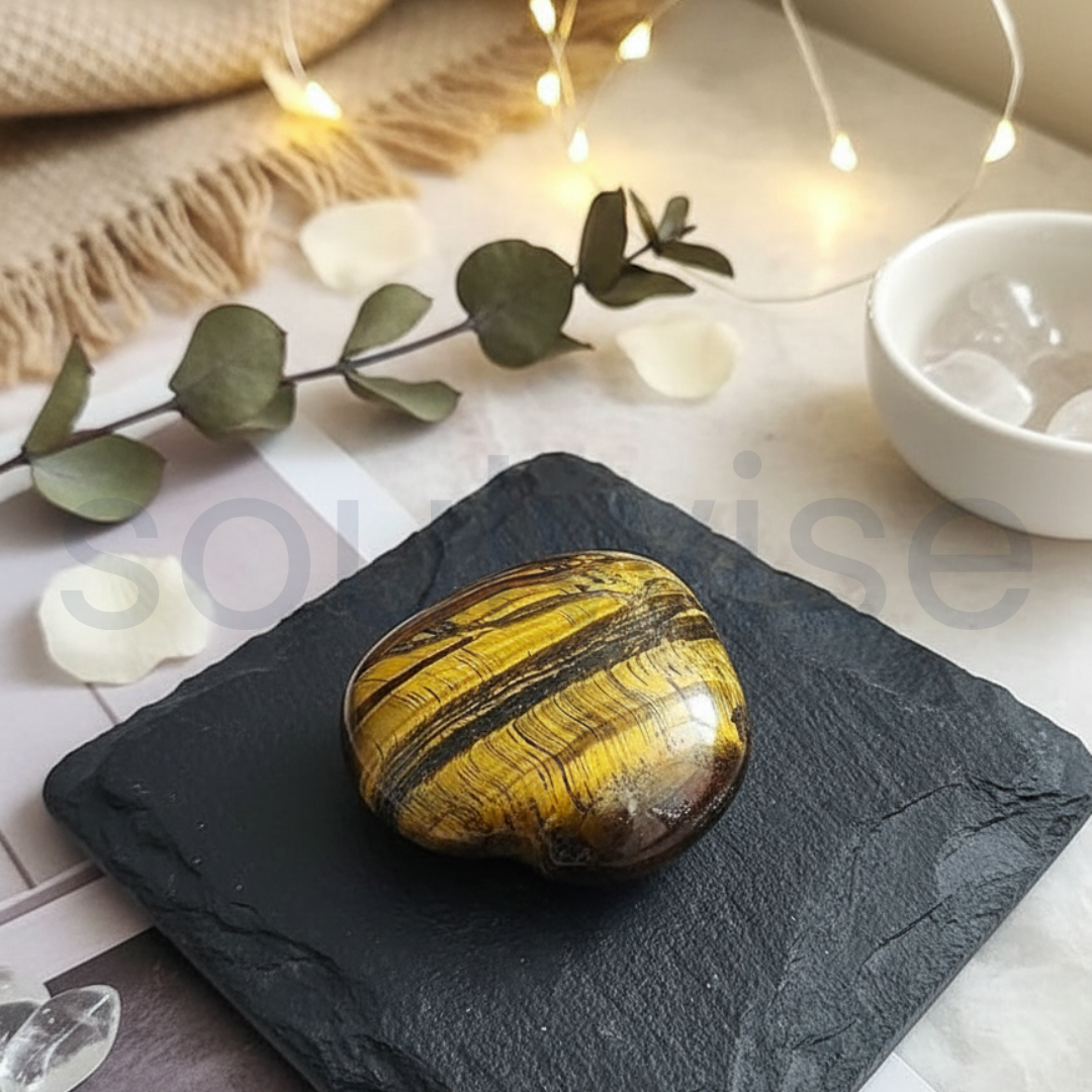 Tiger's Eye Healing Crystal Heart-Shape Decor for Confidence, Prosperity, attracting Wealth and Success, Valentine Gift Housewarming (Tiger Eye)