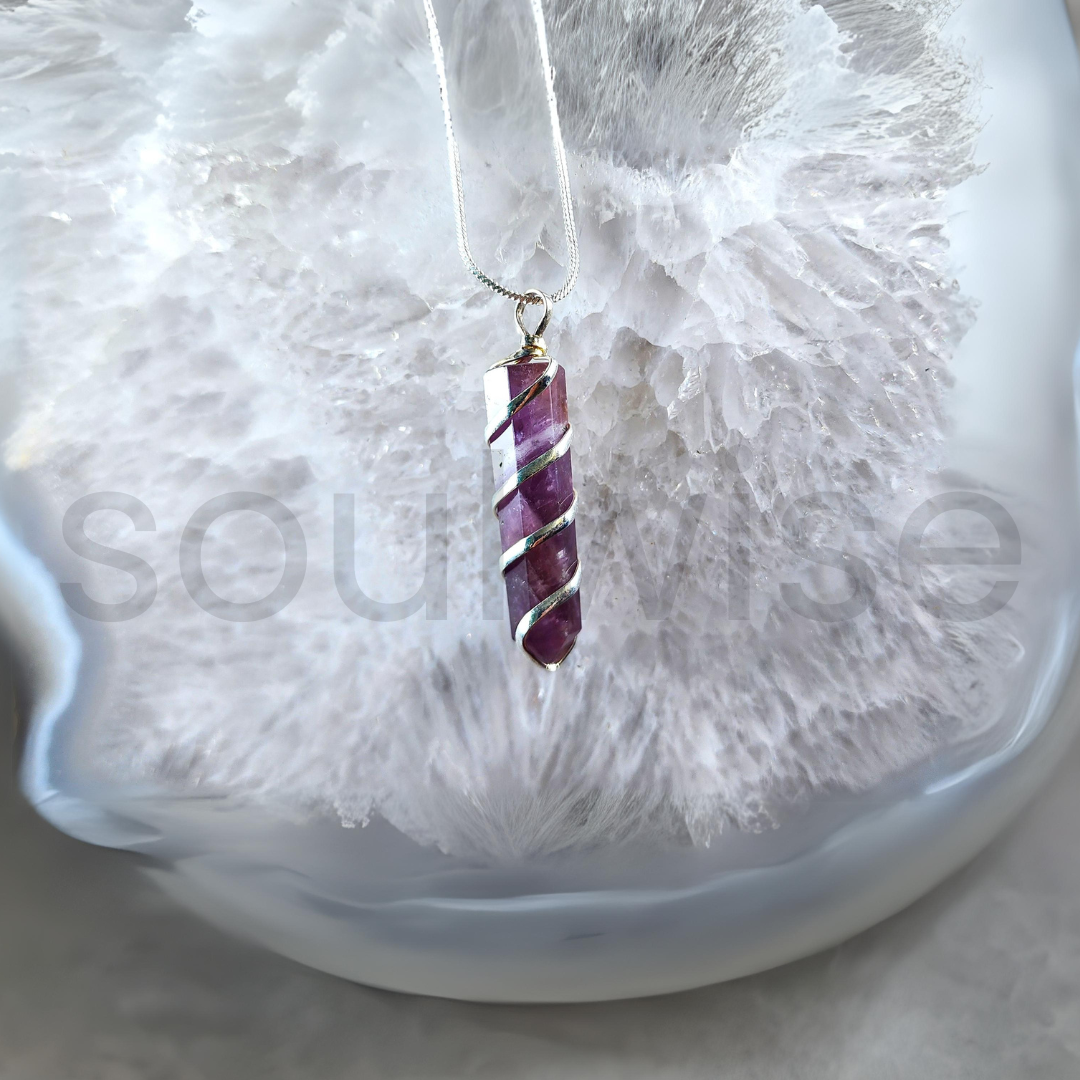 Amethyst Spiral Pendant, Crystal of Peace, Inner calm