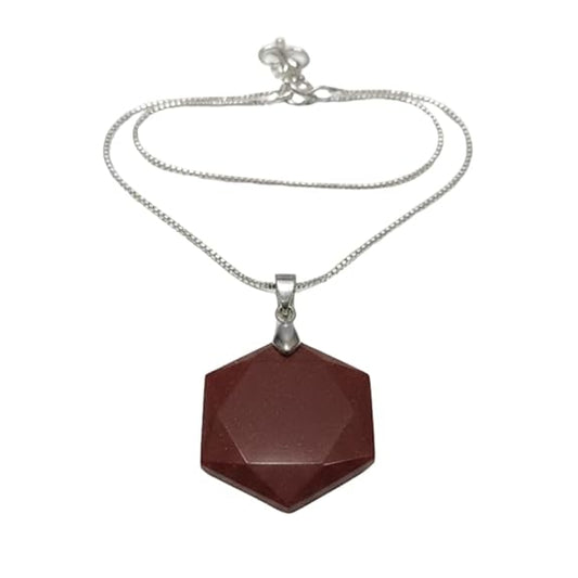 Red Jasper Hexagon Shape Pendant Healing Crystal - Genuine Grounding Stone