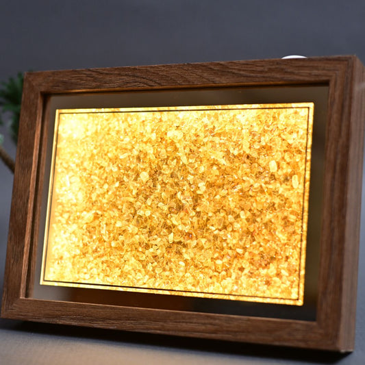 Citrine Crystal Art, framed with light