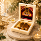 Jai Shree Shyam Golden Paduka Temple Box with Photo Frame – Khatu Shyam Ji Spiritual Décor & Divine Blessings Showpiece for Home, Office & Pooja Room (3x3 Inch)