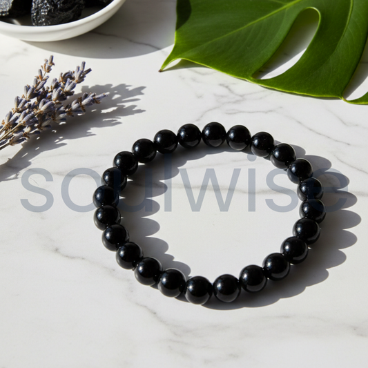 Black Tourmaline Bracelet 8mm – Natural Protection Crystal Beads for Evil Eye Shield, Grounding & Focus | Unisex