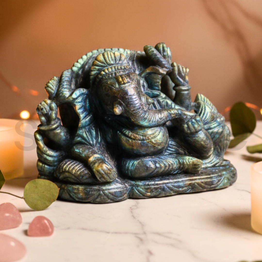 Labradorite Ganesha Idol, Housewarming Gift Decor,1.40g.