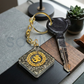 Natural Pyrite Om Keychain Certified Square Pyrite Crystal Key Ring