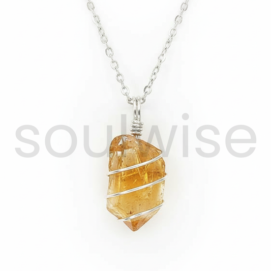 Golden Glow Raw Citrine German Silver Pendant – Handcrafted Natural Citrine Crystal for Abundance, Confidence & Positive Energy (Unisex)