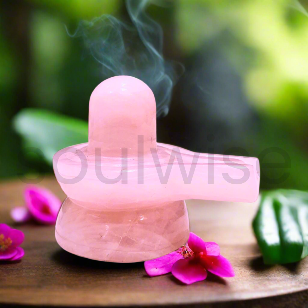 Soulwise Rose Quartz Shivlingam 2", Inner Peace, Balance, and Harmony, Healing Crystal Decor, 100g.