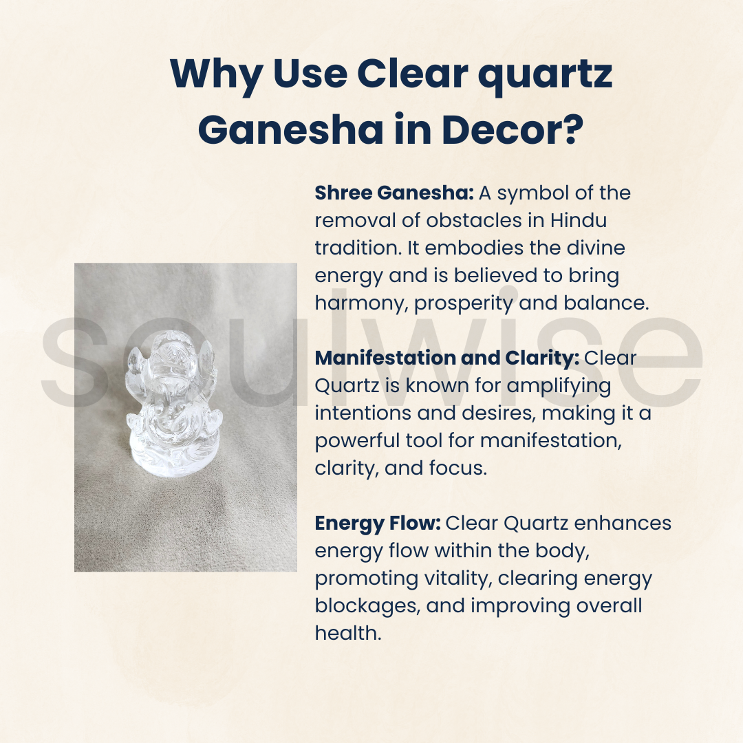 Clear Quartz Ganesha 1"-1.5", Healing Crystal Remove Negative Energies.