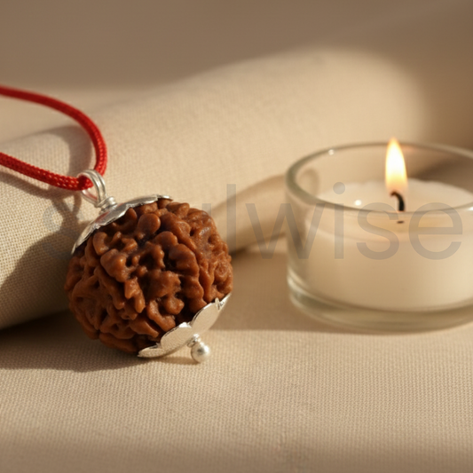 9 Mukhi Indonesian Rudraksha Silver Pendant – Certified Natural Bead for Strength, Protection & Positive Energy