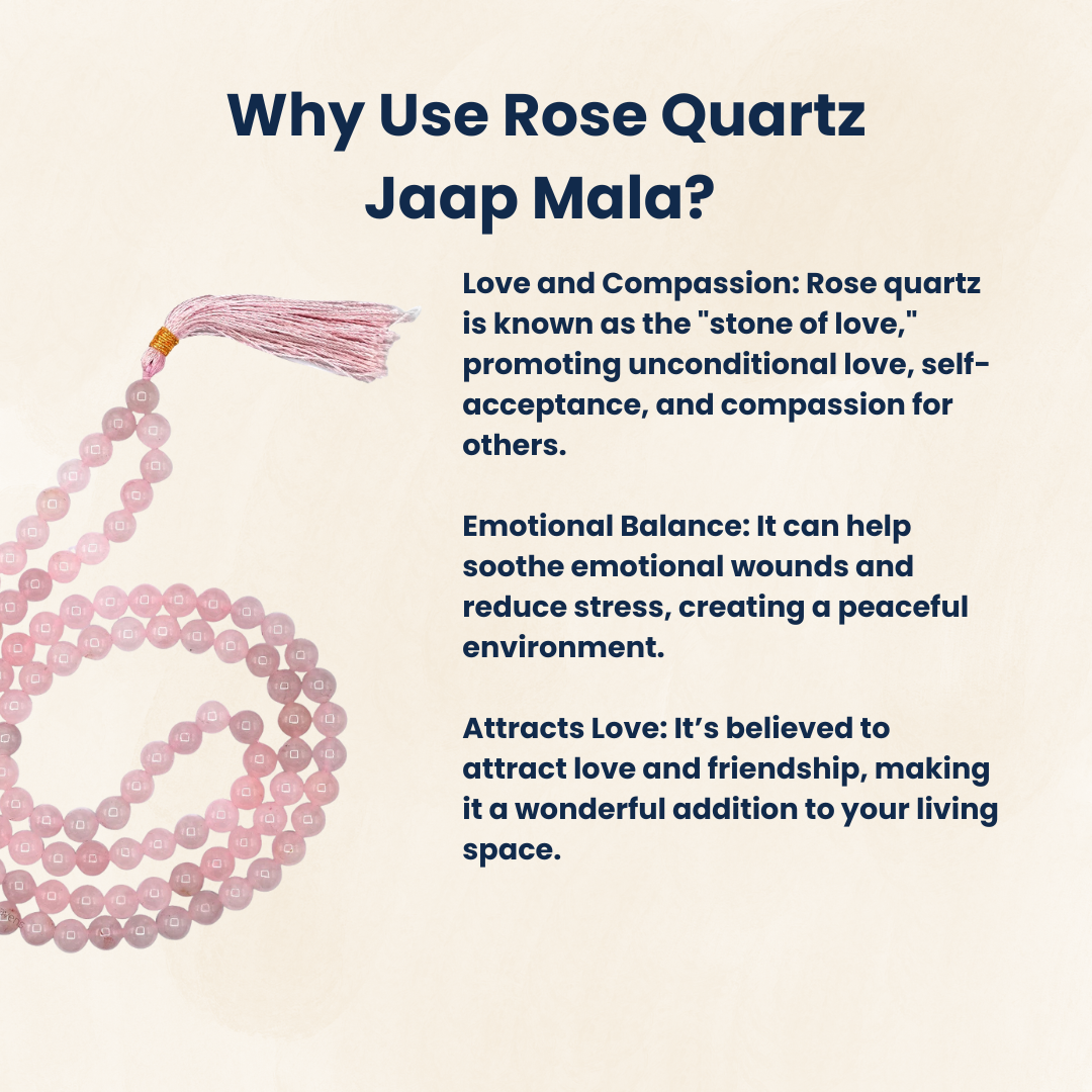 Rose Quartz Jaap Mala Necklace