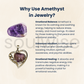 Heart-Shaped Amethyst Crystal Pendant for Women | Natural Healing Stone Jewelry for Love & Calm .
