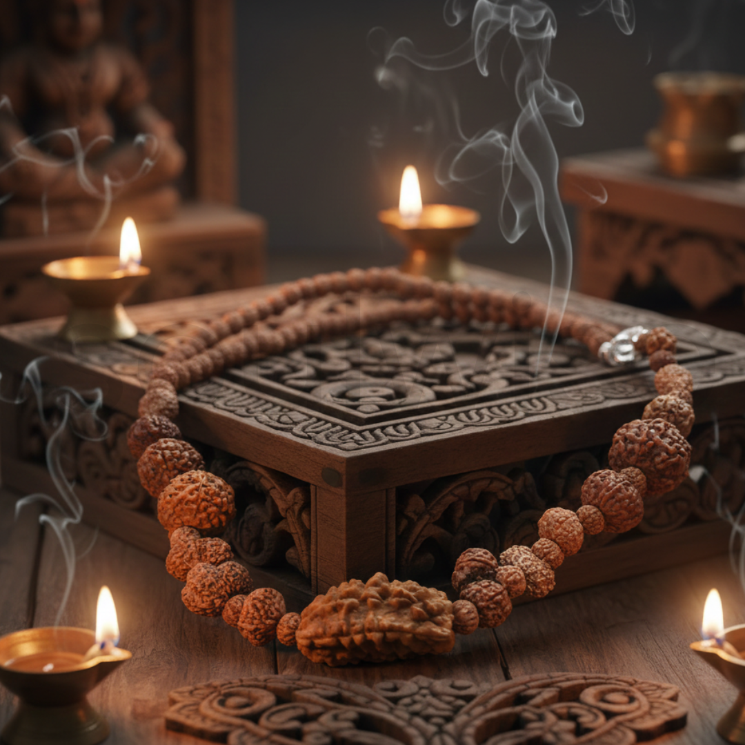 Indonesian 1-14 Mukhi Rudraksha Bracelet | Natural Multi-Face Rudraksha for Spiritual Growth, Protection & Positivity | Energized & Ready to Wear