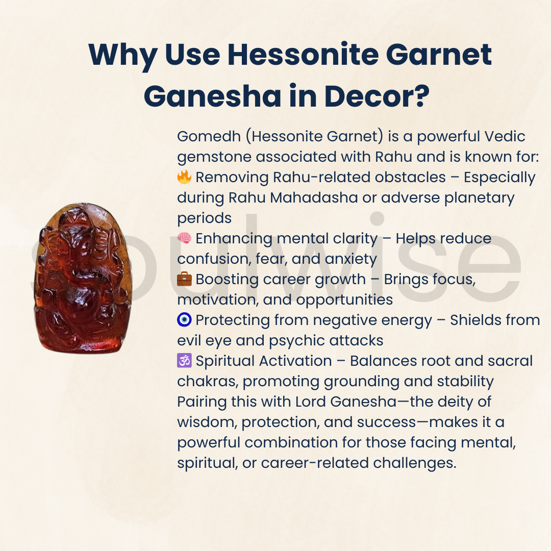 Soulwise Gomedh Ganesha, Hessonite Garnet Ganesha 23 carats
