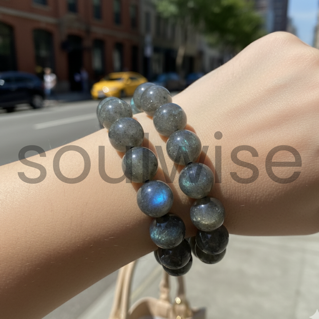 Labradorite 10mm bracelet for good relationship, happiness, health, and wealth.