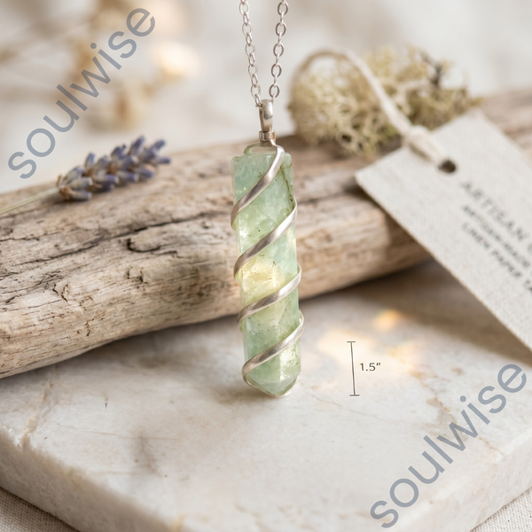 Amazonite Crystal Spiral Pendant – Natural Healing Stone Necklace for Emotional Healing, Harmony & Communication