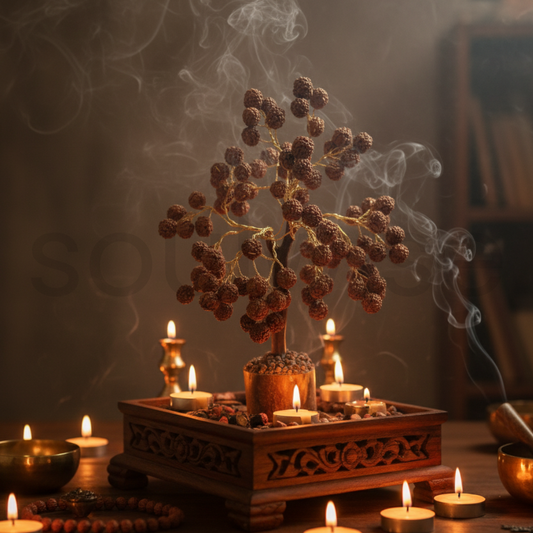 Handcrafted Original Rudraksha Tree Bonsai - Spiritual Home & Office Decor Showpiece | Positive Energy Gifting | Pooja Room Accessory