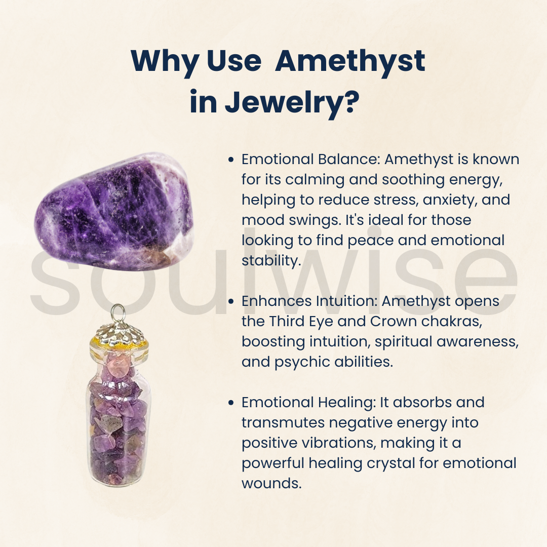 Amethyst Mini Jar Necklace, Glass Wishing Chip Bottle Pendant, Natural healing crystal Pendant, Reiki Energized