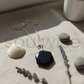 Natural Black Obsidian Hexagon Shape Pendant Healing crystal  - Genuine Protection Stone
