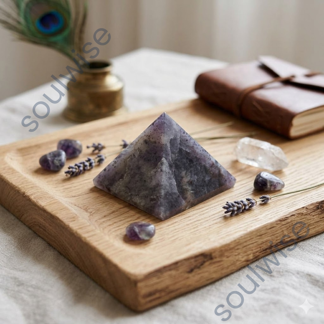Natural Iolite Crystal Pyramid – Gemstone Energy Pyramid for Intuition, Meditation & Spiritual Growth