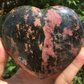 Rhodonite Heart Stone Polished Natural Crystal for Meditation Emotional Balance Love Energy Spiritual Home Décor Gift