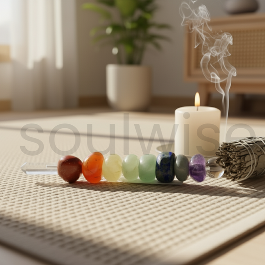 7 Chakra Tumbled Crystal Healing Wand – Natural Gemstone Energy Balancing Stick for Meditation, Reiki, and Chakra Alignment.