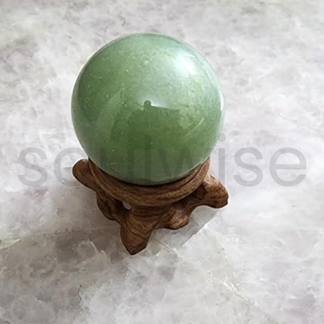 Soulwise Green Aventurine Healing Crystal Sphere Decor, Attract Good Luck, Opportunities, and Financial Success .