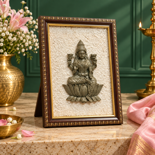 Divine Diwali Gift | Maa Laxmi Pyrite with Selenite Crystal Frame | Vastu Healing Decor for Wealth, Positivity & Energy Cleansing | Spiritual Gift for Home, Office & Temple.