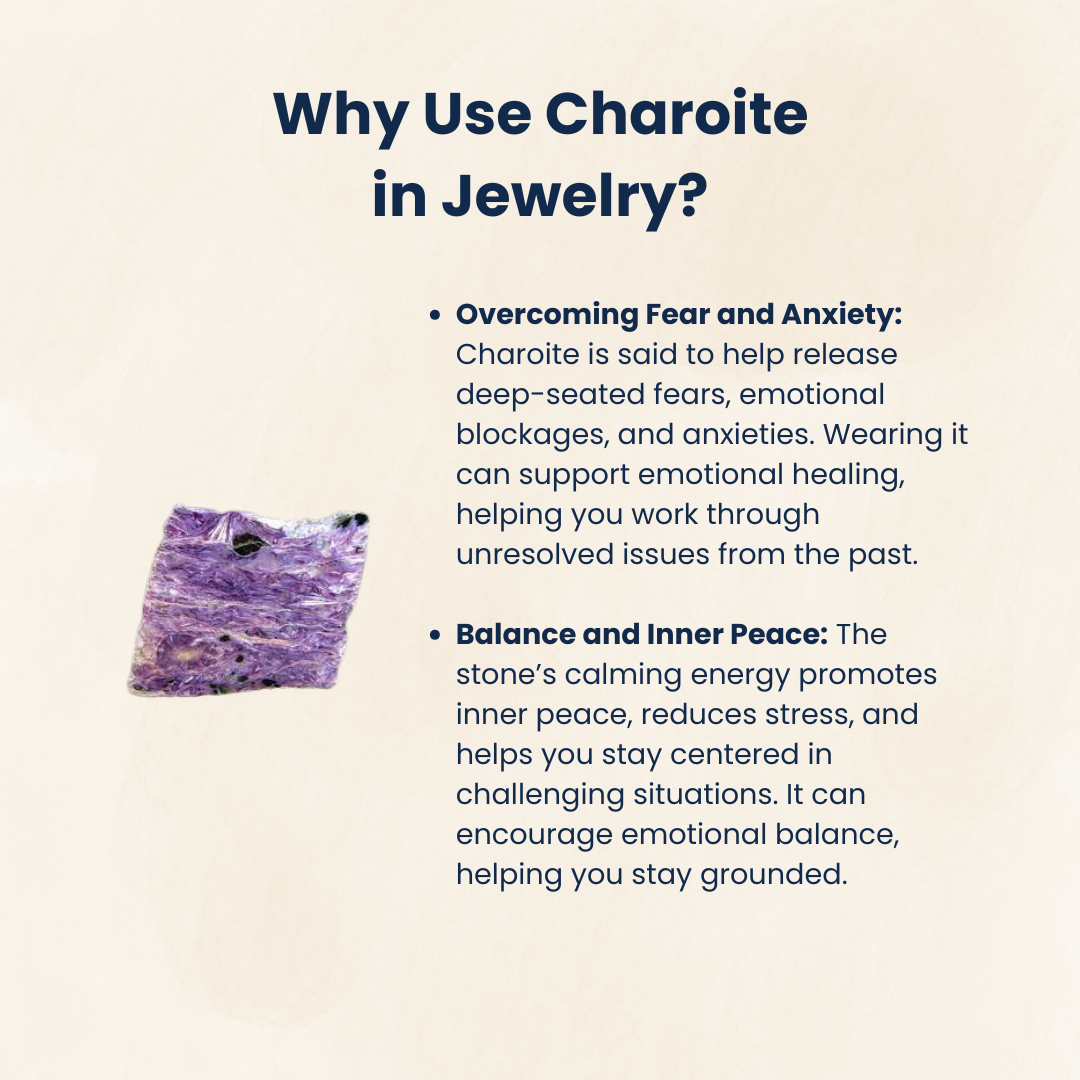 Charoite Gemstone Ring adjustable, certified